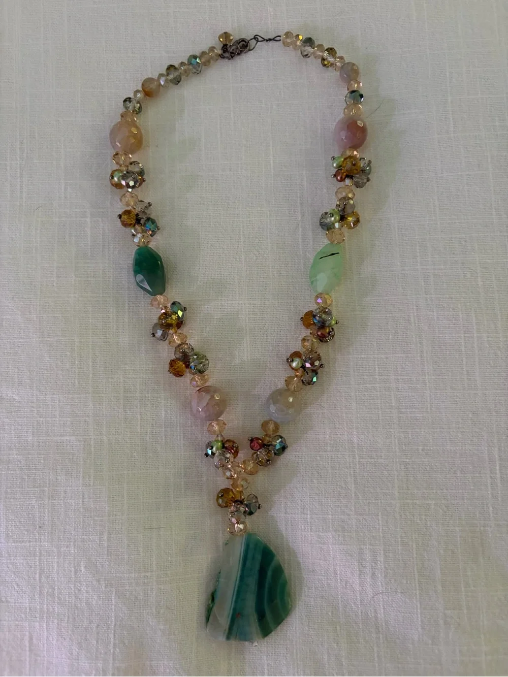 Beautiful Green Multi-Bead Women's Necklace with Faceted Accents